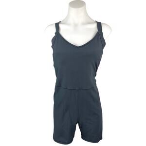 Old Navy Active Powersoft Black V-neck Racerback Bodysuit Jumpsuit Romper Size L